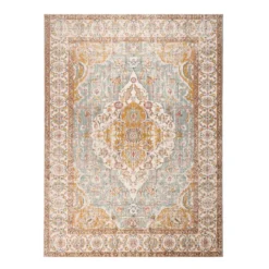 Vintage Teppich - Thirza Medaillon Hellblau Bunt