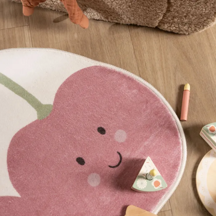 Waschbarer Kinderteppich - Berry Kirschen Rot