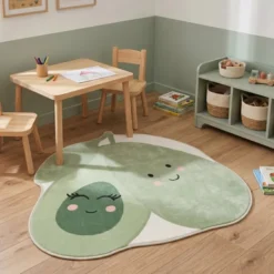 Waschbarer Kinderteppich - Berry Avocado Grün