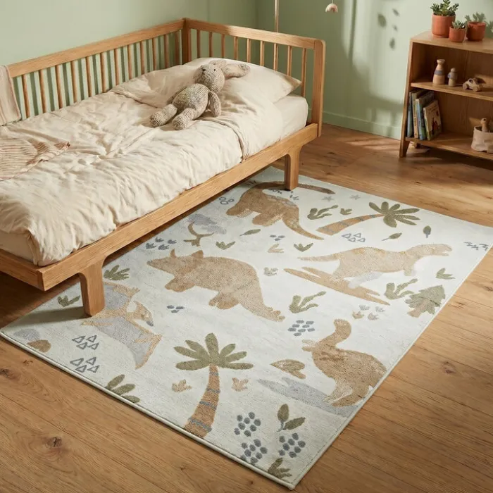 Waschbarer Kinderteppich - Mace Dino Creme