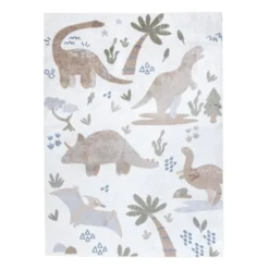Waschbarer Kinderteppich - Mace Dino Creme