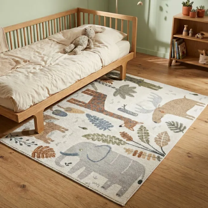 Waschbarer Kinderteppich - Mace Animals Creme
