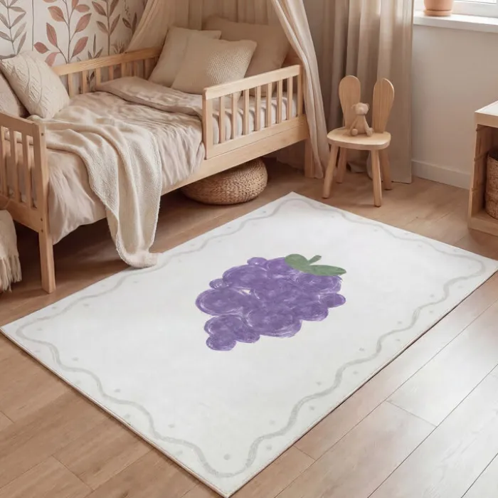 Waschbarer Kinderteppich - Mick Traube Violett