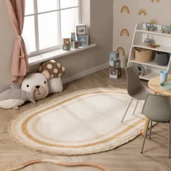Waschbarer Kinderteppich Oval - Milo Beige