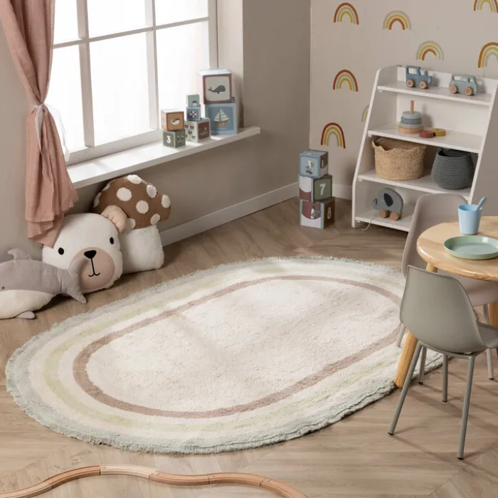 Waschbarer Kinderteppich Oval - Milo Grün