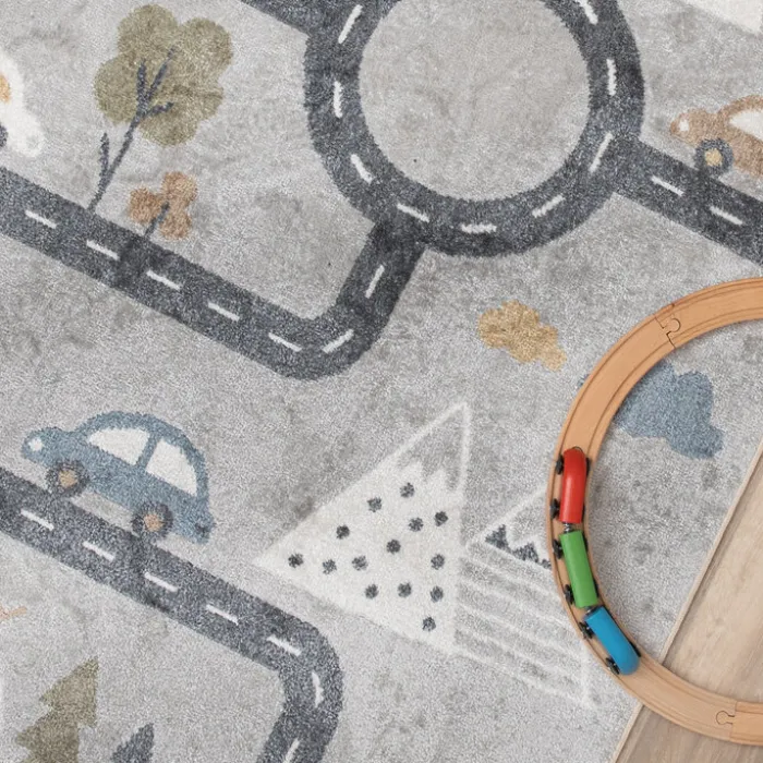 Waschbarer Kinderteppich - Ravi Road Bunt