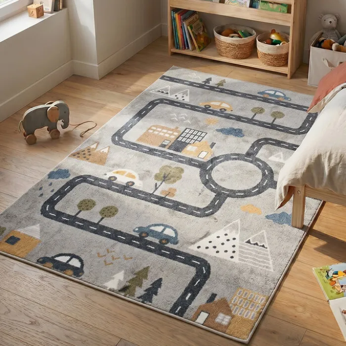 Waschbarer Kinderteppich - Ravi Road Bunt