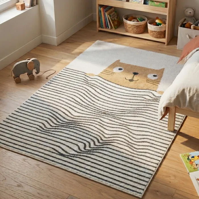 Waschbarer Kinderteppich - Ravi Cat Bunt