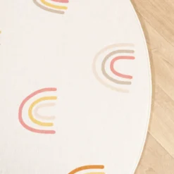Waschbarer Kinderteppich Rund - Evi Rainbow Bunt