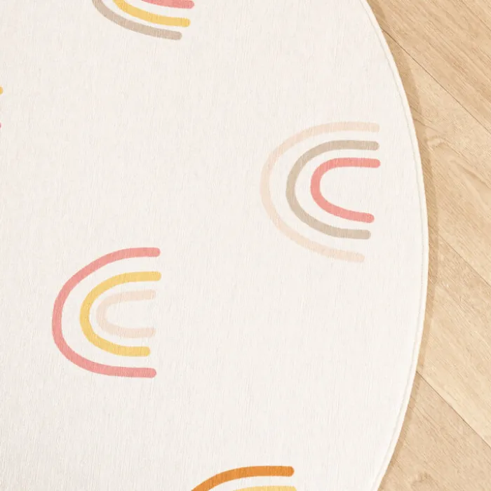Waschbarer Kinderteppich Rund - Evi Rainbow Bunt