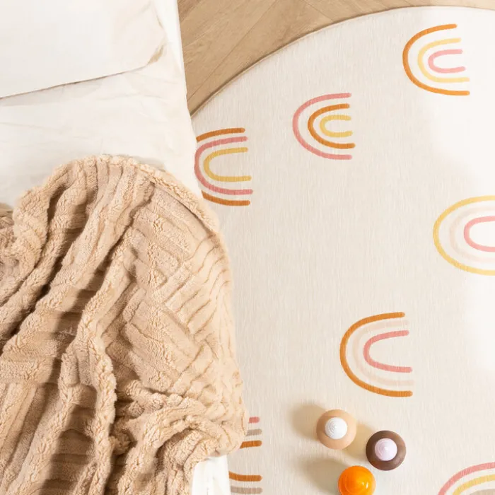 Waschbarer Kinderteppich Rund - Evi Rainbow Bunt