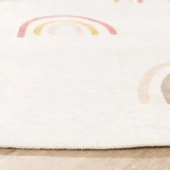 Waschbarer Kinderteppich Rund - Evi Rainbow Bunt