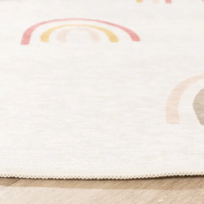 Waschbarer Kinderteppich Rund - Evi Rainbow Bunt
