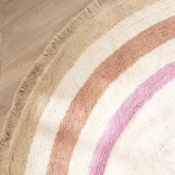 Waschbarer Kinderteppich Rund - Milo Rosa