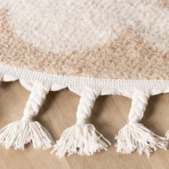 Waschbarer Kinderteppich Rund - Moos Flower Creme