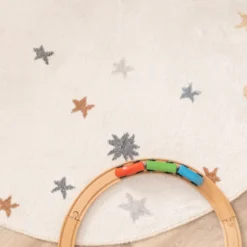 Waschbarer Kinderteppich Rund - Ravi Stars Bunt