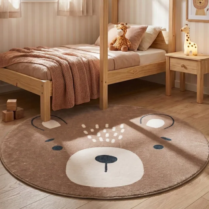 Waschbarer Spielteppich Rund - Sammy Bear Braun
