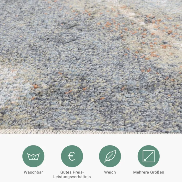 Waschbarer Teppich Abstrakt - Misha Lines Creme Grau