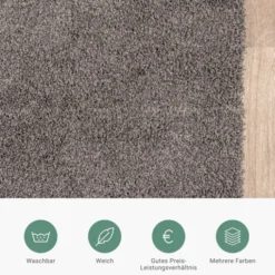 Waschbarer Teppich - Clean Dunkelgrau