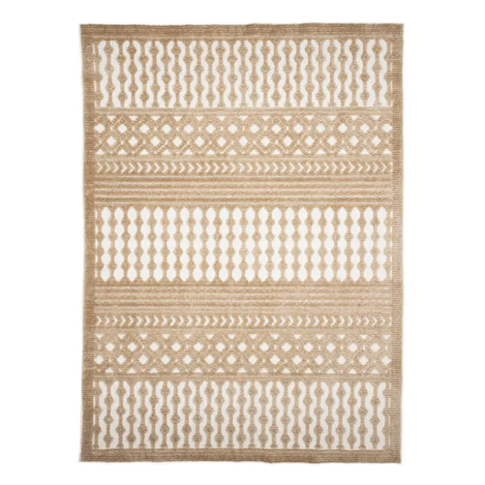 Waschbarer Teppich - Dunya Geo Beige Weiß