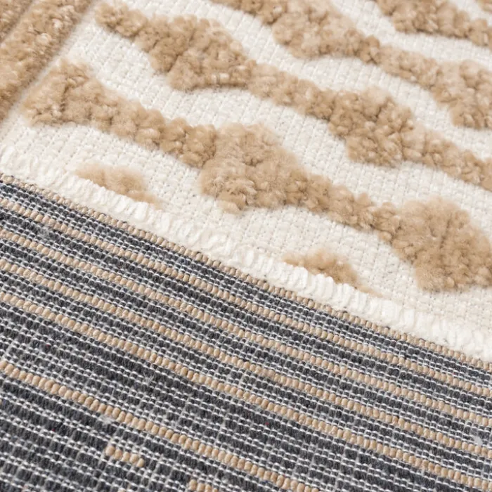 Waschbarer Teppich - Dunya Geo Beige Weiß