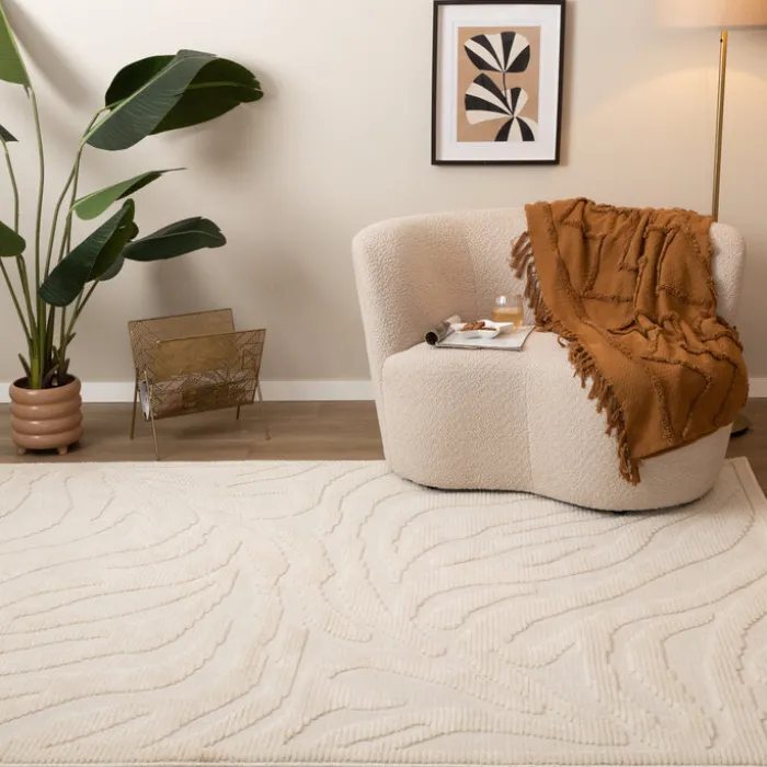 Waschbarer Teppich - Dunya Zebra Weiß