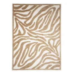Waschbarer Teppich - Dunya Zebra Beige Weiß