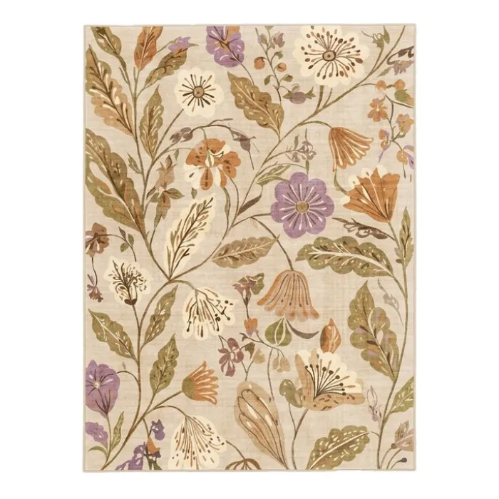 Waschbarer Teppich - Misty Flowers Creme