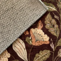 Waschbarer Teppich - Misty Flowers Braun