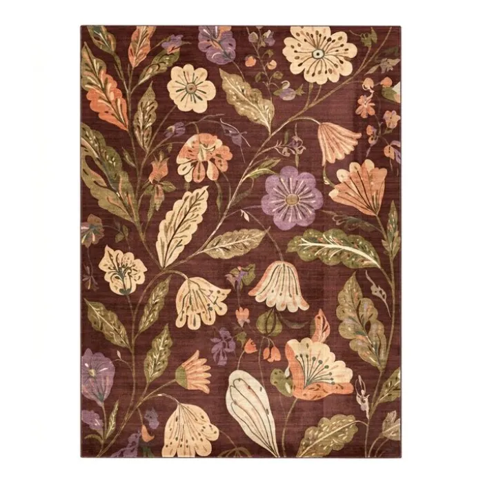 Waschbarer Teppich - Misty Flowers Braun