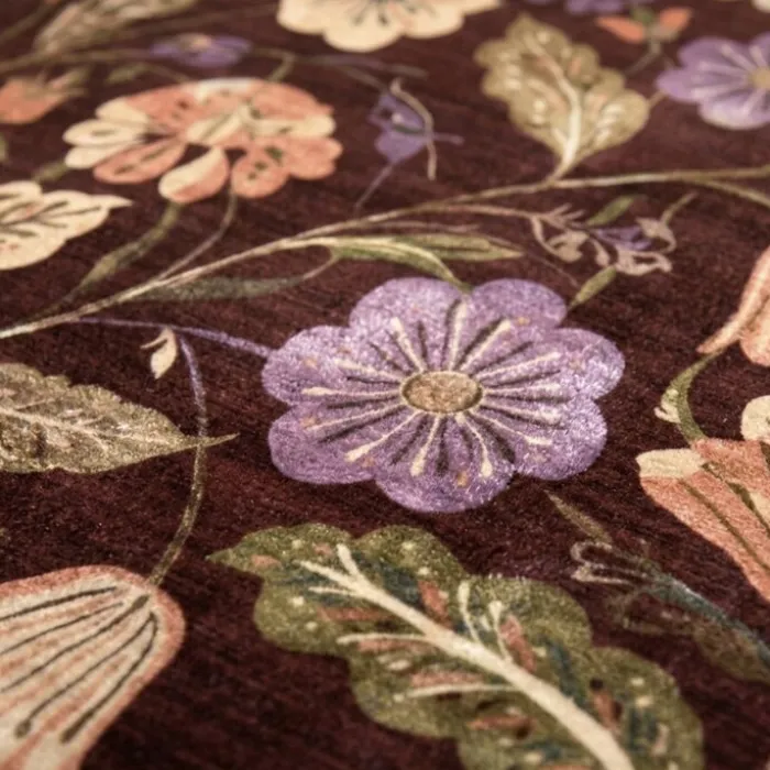 Waschbarer Teppich - Misty Flowers Braun