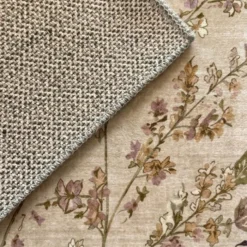 Waschbarer Teppich - Misty Floral Creme