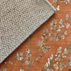 Waschbarer Teppich - Misty Floral Terrakotta