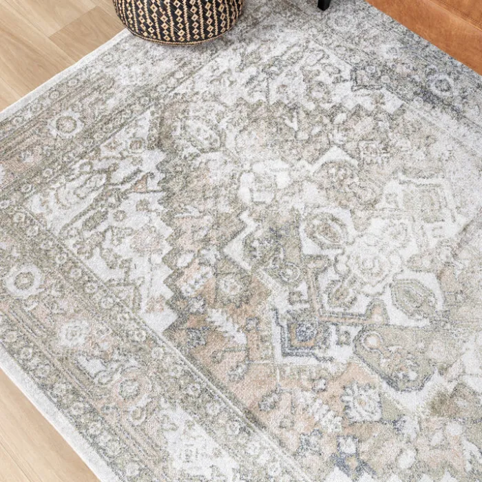 Waschbarer Teppich - Nova Aztec Olivgrün