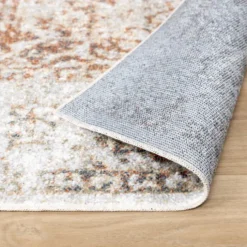 Waschbarer Teppich - Nova Medaillon Hellgrau