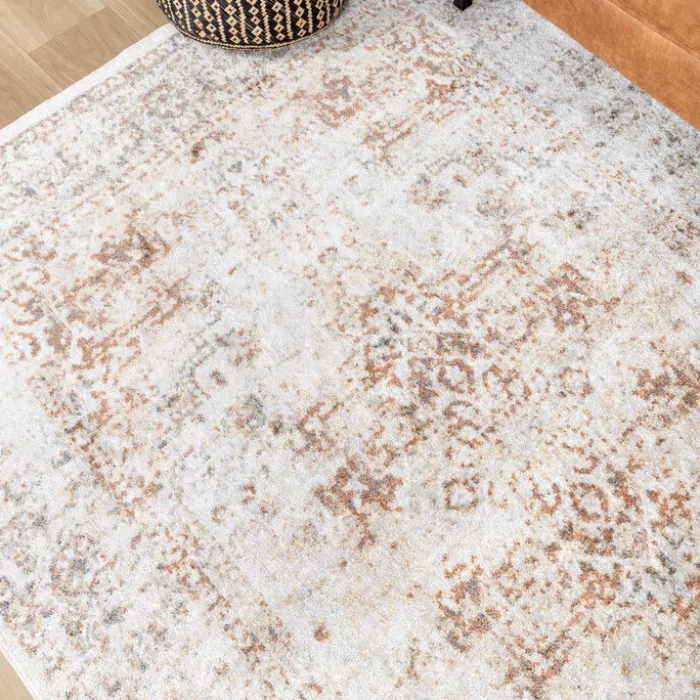 Waschbarer Teppich - Nova Medaillon Hellgrau