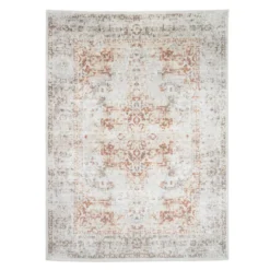 Waschbarer Teppich - Nova Medaillon Hellgrau