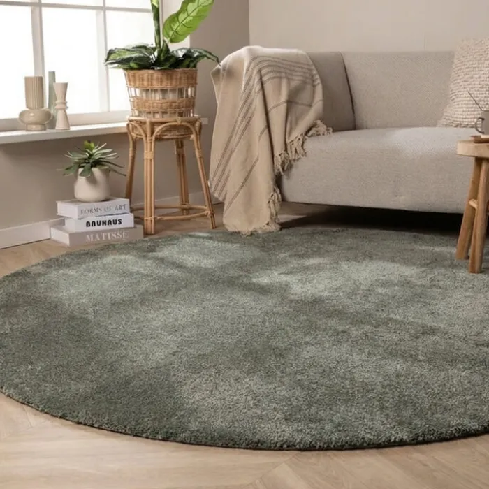 Waschbarer Teppich Rund - Clean Grün