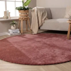 Waschbarer Teppich Rund - Clean Rosa