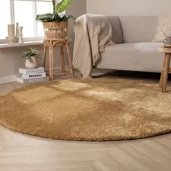 Waschbarer Teppich Rund - Clean Gold