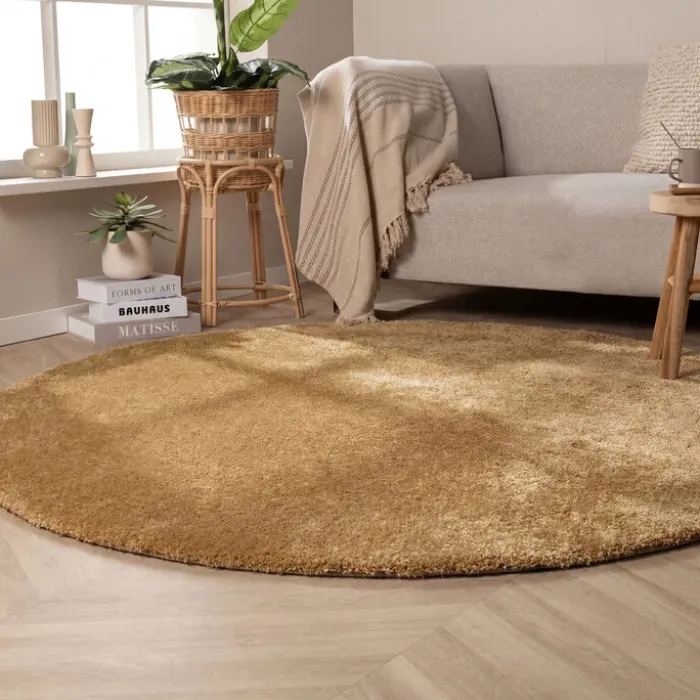 Waschbarer Teppich Rund - Clean Gold