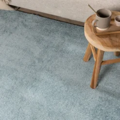 Waschbarer Teppich Rund - Clean Hellblau