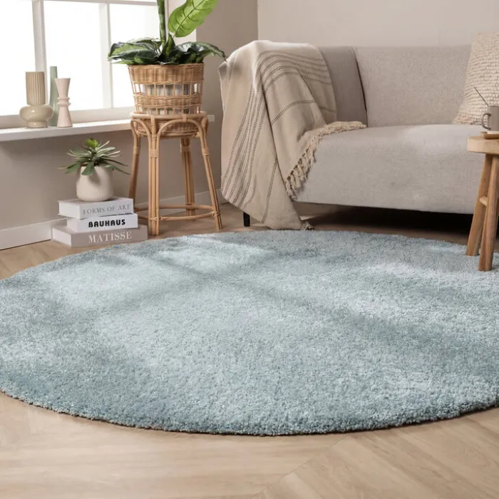 Waschbarer Teppich Rund - Clean Hellblau