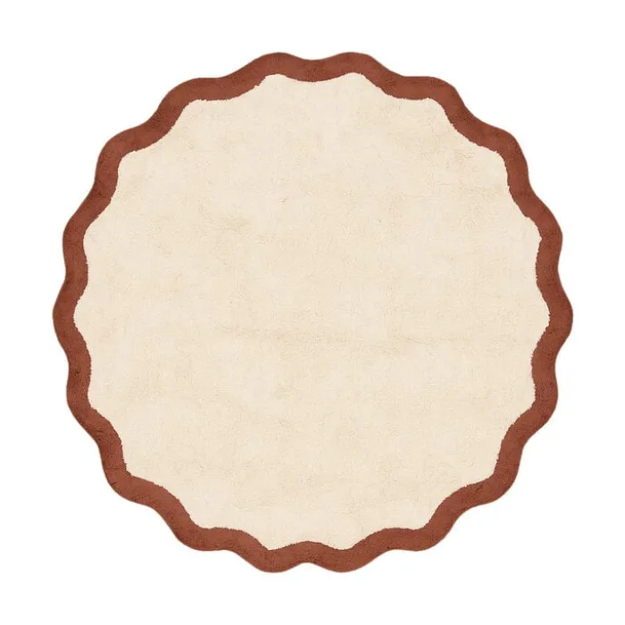 Waschbarer Teppich Rund - Hazy Braun Creme