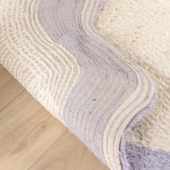 Waschbarer Teppich Rund - Hazy Lila Creme
