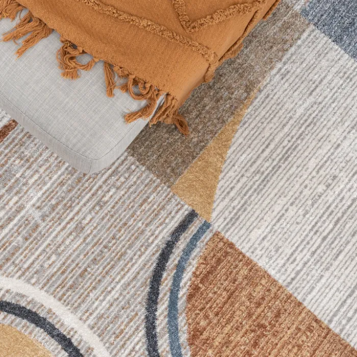 Waschbarer Teppich Rund - Misha Blocks Bunt