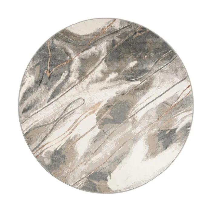 Waschbarer Teppich Rund - Misha Lines Creme Braun