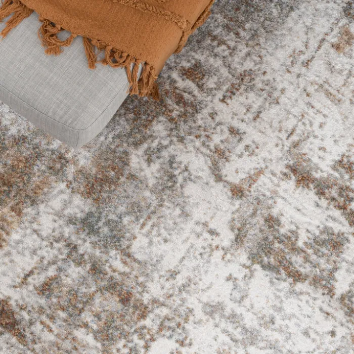 Waschbarer Teppich Rund - Misha Grunge Creme Braun