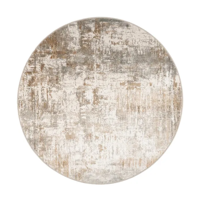 Waschbarer Teppich Rund - Misha Grunge Creme Braun