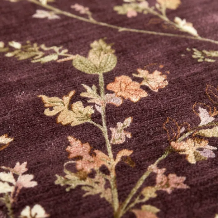 Waschbarer Teppich Rund - Misty Floral Braun
